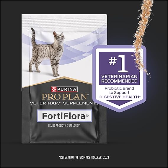 Purina Pro Plan Veterinary Supplements FortiFlora Cat Probiotic Powder, Digestive & Immune Support Nutritional Supplement for Cats, 30 Count