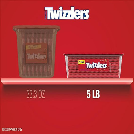 TWIZZLERS Strawberry Twists Chewy Candy, Low Fat Licorice Style Candy Tub