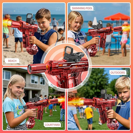Rechargeable Electric Water Gun for Kids & Adults – Automatic Water Blaster with LED Lights, Long Range Squirt Gun for Pool Beach Outdoor Summer Fun