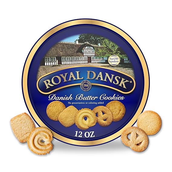 Royal Dansk Danish Butter Cookies, Traditional Assorted Butter Cookies Tin