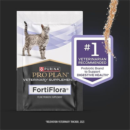 Purina Pro Plan Veterinary Supplements FortiFlora Cat Probiotic Powder, Digestive & Immune Support Nutritional Supplement for Cats, 30 Count
