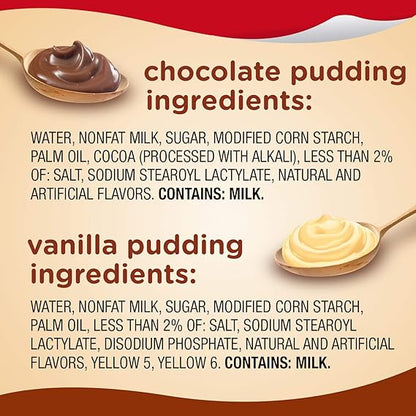 Snack Pack Chocolate & Vanilla Pudding Cups Variety Pack, Ready-to-Eat Dessert Snacks