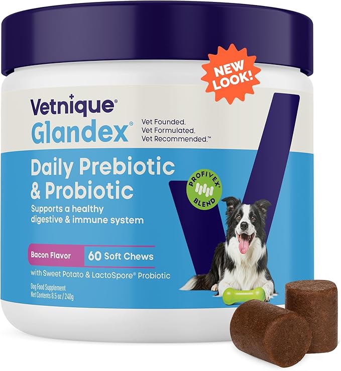 Vetnique Probiotics for Dogs, Digestive Health Soft Chews with Prebiotics & Digestive Enzymes, Gut & Immune Support Supplement