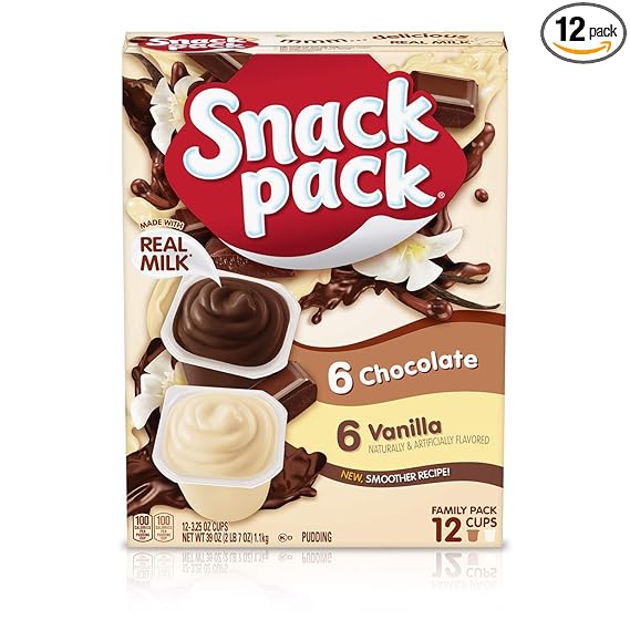 Snack Pack Chocolate & Vanilla Pudding Cups Variety Pack, Ready-to-Eat Dessert Snacks