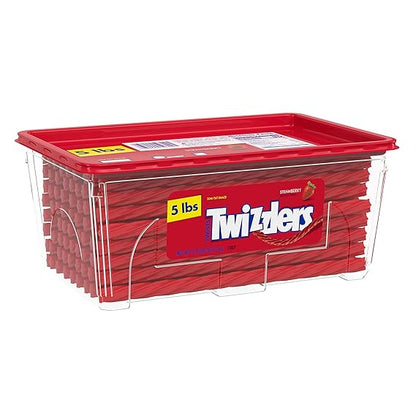 TWIZZLERS Strawberry Twists Chewy Candy, Low Fat Licorice Style Candy Tub