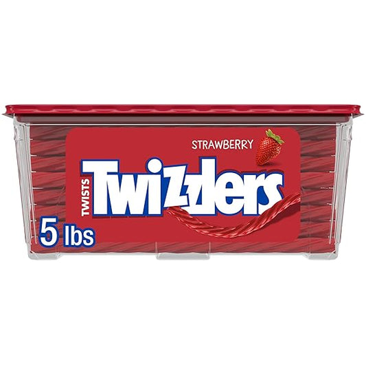 TWIZZLERS Strawberry Twists Chewy Candy, Low Fat Licorice Style Candy Tub