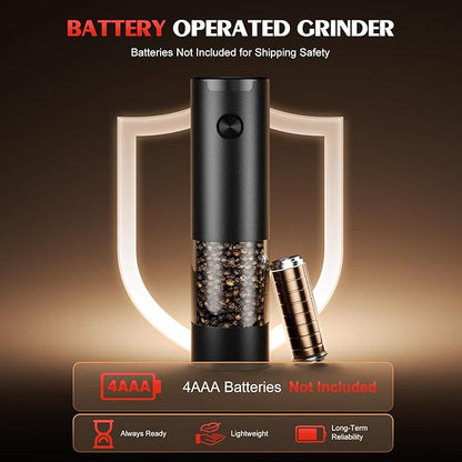 Automatic Electric Salt & Pepper Grinder Set, Rechargeable Stainless Steel Spice Mills with Adjustable Coarseness & LED Light