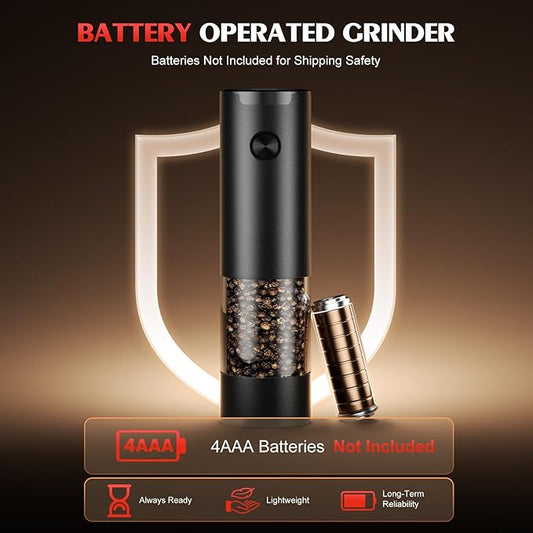 Automatic Electric Salt & Pepper Grinder Set, Rechargeable Stainless Steel Spice Mills with Adjustable Coarseness & LED Light