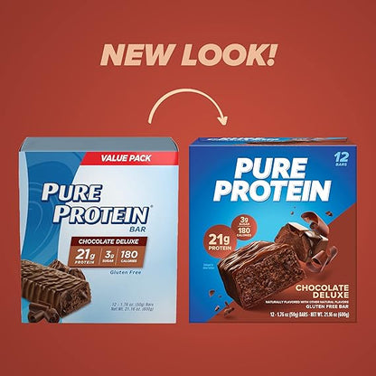 Pure Protein Chocolate Peanut Butter Protein Bars, High Protein Snack Bars, 20g Protein, Low Sugar