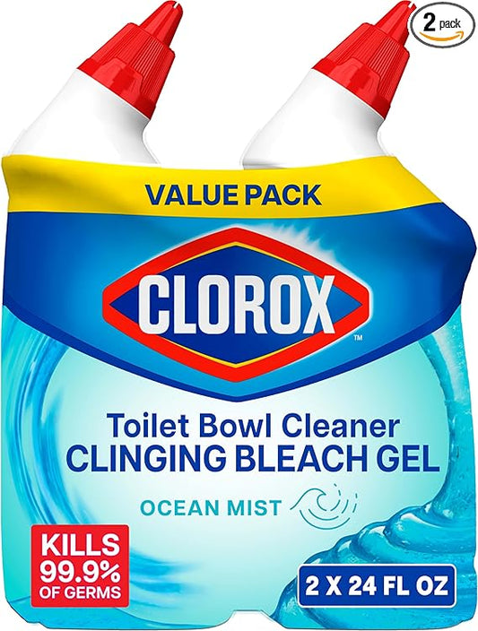 Clorox Toilet Bowl Cleaner Clinging Bleach Gel, Crisp Lemon, Disinfecting Toilet Cleaner
