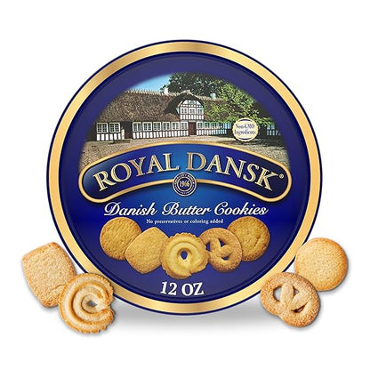 Royal Dansk Danish Butter Cookies, Traditional Assorted Butter Cookies Tin
