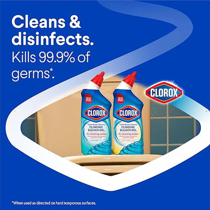 Clorox Toilet Bowl Cleaner Clinging Bleach Gel, Crisp Lemon, Disinfecting Toilet Cleaner