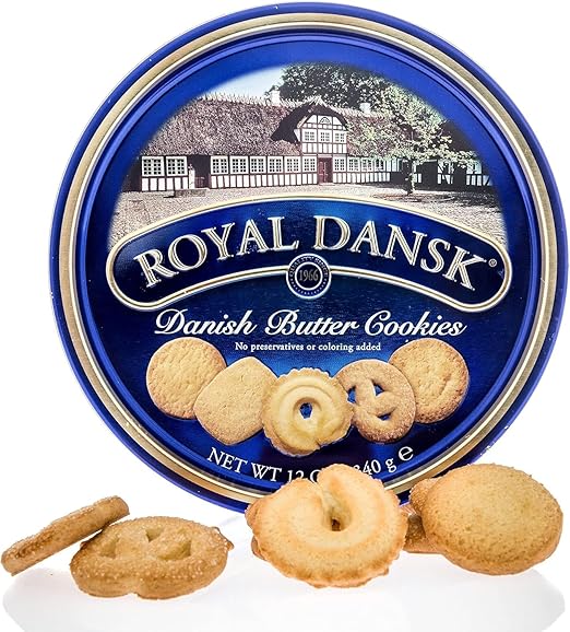 Royal Dansk Danish Butter Cookies, Traditional Assorted Butter Cookies Tin