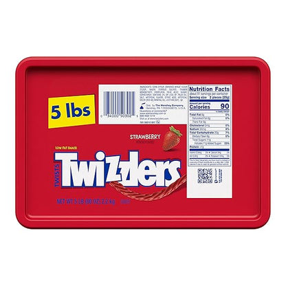 TWIZZLERS Strawberry Twists Chewy Candy, Low Fat Licorice Style Candy Tub