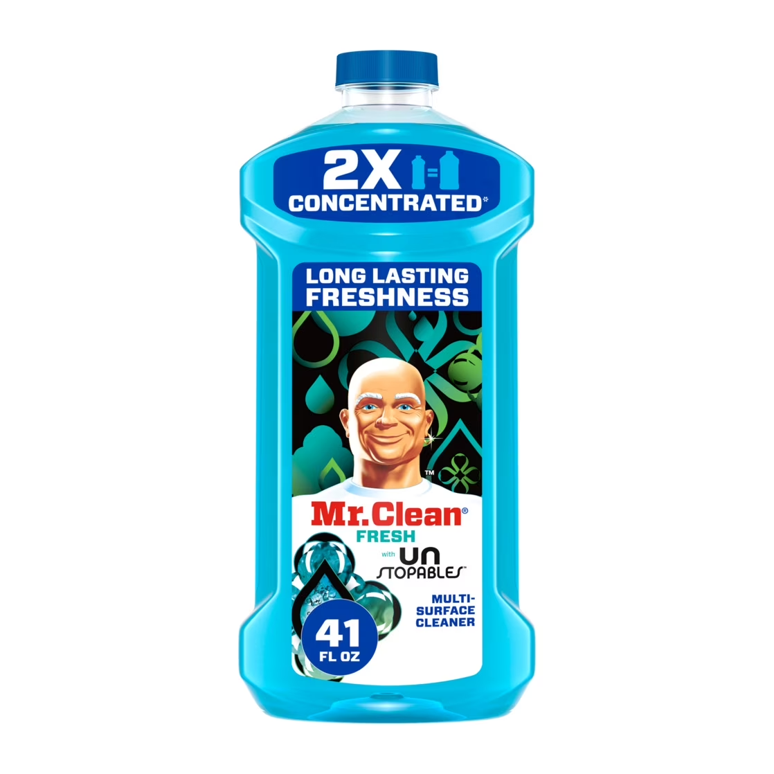 Mr. Clean 2X Concentrated Multi Surface All Purpose Cleaner, Unstopables Fresh Scent, 41 Fl Oz