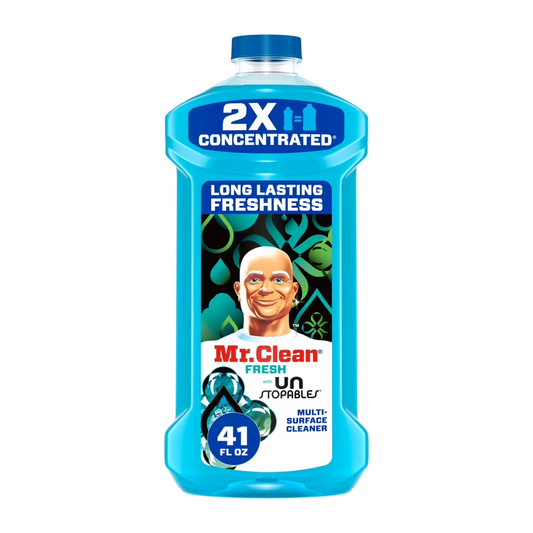 Mr. Clean 2X Concentrated Multi Surface All Purpose Cleaner, Unstopables Fresh Scent, 41 Fl Oz