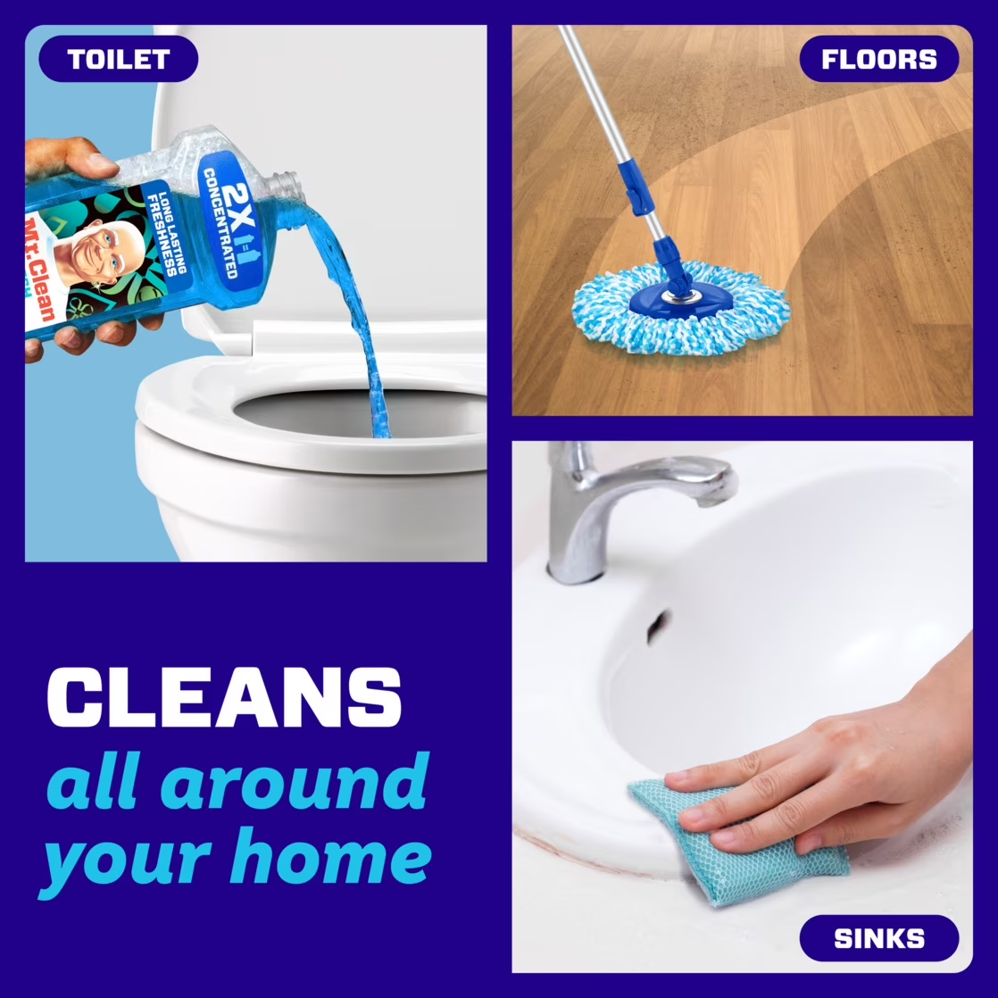 Mr. Clean 2X Concentrated Multi Surface All Purpose Cleaner, Unstopables Fresh Scent, 41 Fl Oz