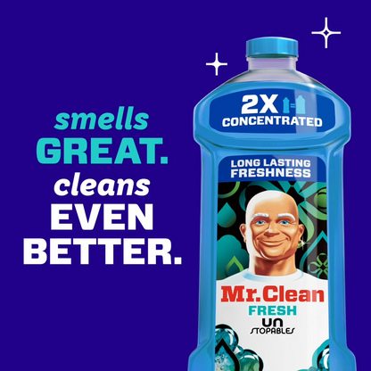 Mr. Clean 2X Concentrated Multi Surface All Purpose Cleaner, Unstopables Fresh Scent, 41 Fl Oz