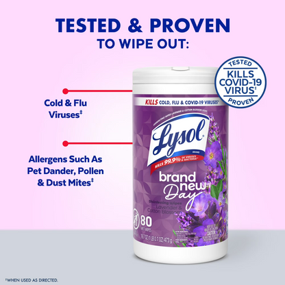Lysol Disinfecting Wipes, Lemon & Lime Blossom Scent, 80 Count