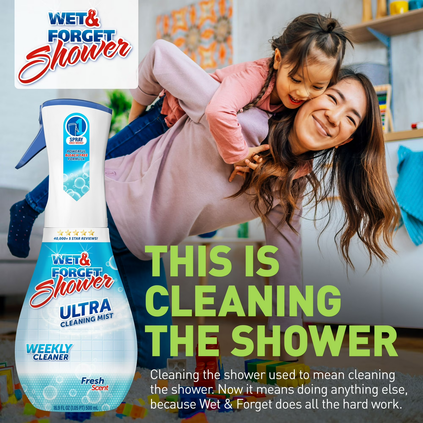 Wet & Forget Shower Cleaner Spray, Fresh Scent, 16.9 Fl Oz (Pack of 6)