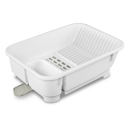 Mainstays Kitchen Sink Organizer Set with Self-Draining Caddy & Retractable Spout, White