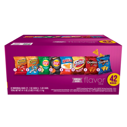 Frito-Lay Flavor Mix Variety Pack Snack Chips, 42 Count Multipack – Assorted Family Size Snack Box