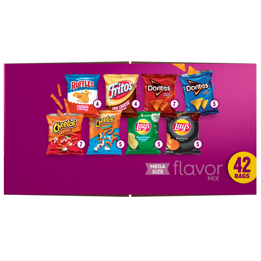 Frito-Lay Flavor Mix Variety Pack Snack Chips, 42 Count Multipack – Assorted Family Size Snack Box