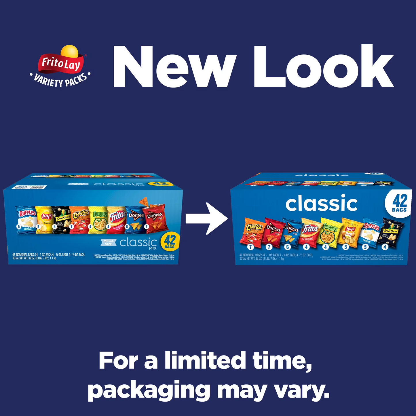 Frito-Lay Classic Snack Mix Variety Pack, 42 Count Multipack – Assorted Chips & Snacks Box